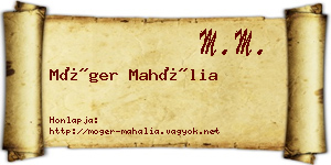 Móger Mahália névjegykártya